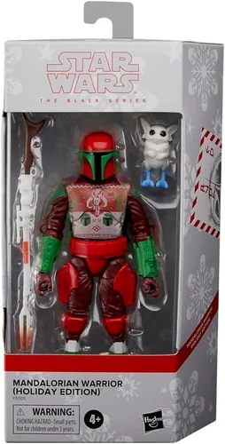 Vista 3 de Hasbro Star Wars Black Series Figura de acción Mandalorian Warrior (edición navideña) 5.9 in