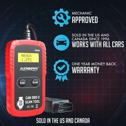 Vista 3 de Kobra - Escáner OBD2 - Lector de código de automóvil, herramientas de diagnóstico universal de automóvil OBD para todos los automóviles, lectores