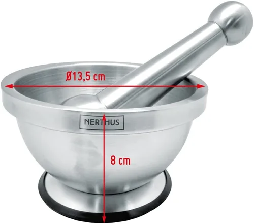 Vista 6 de NERTHUS Mortero y mortero FIH 020. Incluye una base de goma que evita el deslizamiento
