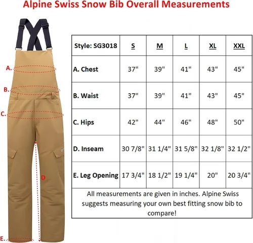 Vista 5 de Alpine Swiss Overol de nieve con aislamiento para hombre, impermeable, para esquí, snowboard