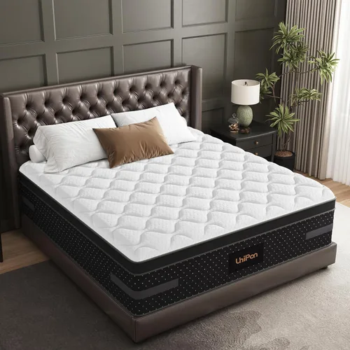 Vista 9 de Colchón firme de tamaño matrimonial de 12 pulgadas, colchón híbrido con soporte lumbar y hombro extra, cama de habitación de invitados en una caja