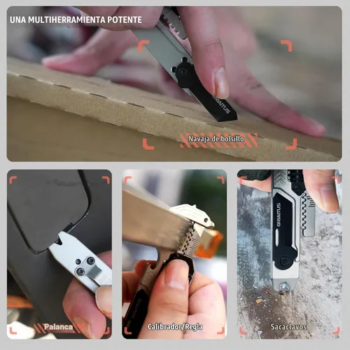 Vista 6 de Herramienta multiusos EDC Gear Multitool 7 en 1 con llave, abridor de botellas, rompecristales de ventana de coche, barra de palanca, destornillador