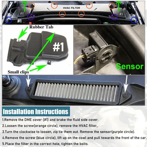 Vista 4 de Filtros de Cubierta de Aire Compatibles con BMW E chasis E82 E88 E90 E91 E92 E93 X1 335i 135i 328i Negro