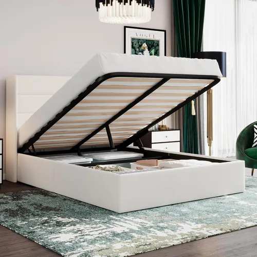 Vista 21 de SHA CERLIN Cama de Almacenamiento Elevable Tamaño Completo/Tapizada en Terciopelo/Cabecera Moderna Wingback/Marco de Cama Plataforma Negro