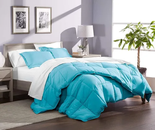 Vista 4 de Lujosa serie 800 – Juego de edredón de 3 piezas 100% algodón egipcio de 10.58 oz/m² – [1 edredón y 2 fundas de almohada] – Individual, color azul