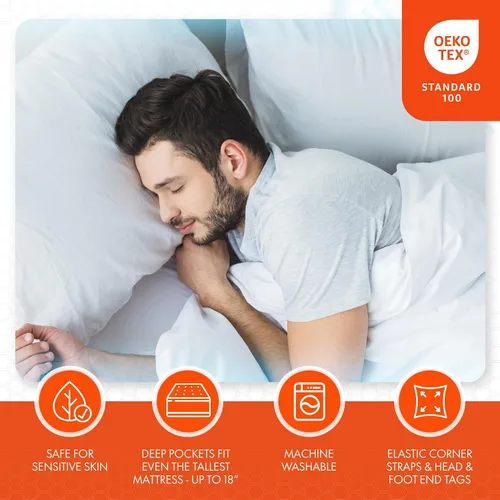 Vista 5 de Dormeo SnowTek - Juego de sábanas prémium para cama individual, lujosamente suave rayón de bambú refrescante, hipoalergénico, calidad de hotel