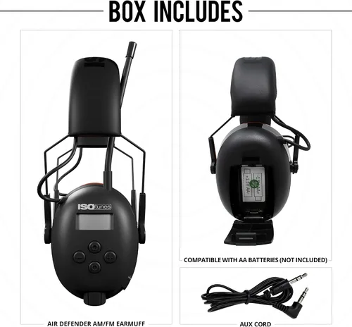Vista 5 de ISOtunes AIR DEFENDER Earmuffs: Comfortable Wireless unisex adult Hearing Protection with 40 Hour