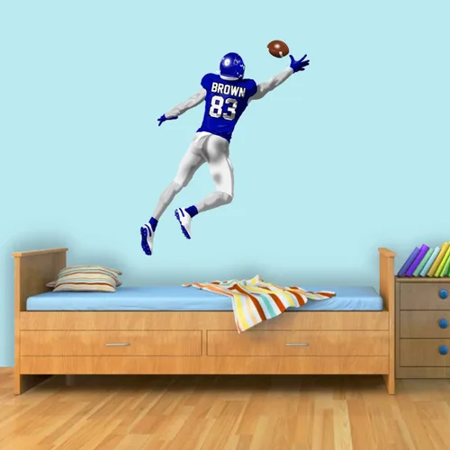 Vista 2 de VWAQ HOL62 - Calcomanía de pared personalizada de jugador de fútbol para niño, decoración personalizada con nombre deportivo, HOL62
