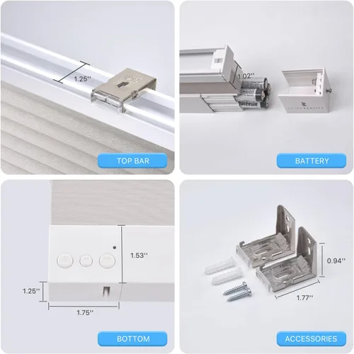 Vista 5 de THIRDREALITY ZigBee Smart Blind Lite - Persianas motorizadas semitransparentes, control inteligente, persianas inalámbricas de panal con pilas AA