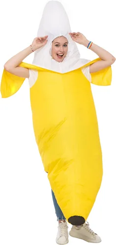 Vista 3 de Spooktacular Creations Disfraz inflable de plátano para adulto disfraz de cuerpo completo divertido disfraz de plátano para fiestas de disfraces