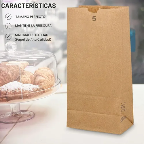 Vista 5 de MT Products Bolsas de papel marrón de 5 libras - Papel Kraft para panadería y comestibles - Paquete de 100