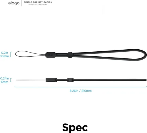 Vista 7 de elago Cordón para AirPods Pro 2 Correa de muñeca de nailon, anti caída, seguridad adicional, botón ajustable, ampliamente aplicable (negro)