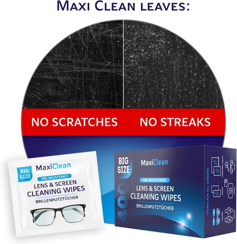 Vista 6 de Toallitas limpiadoras de lentes – Toallitas para lentes – 400 toallitas prehumedecidas envueltas individualmente para gafas, electrónica, teléfono