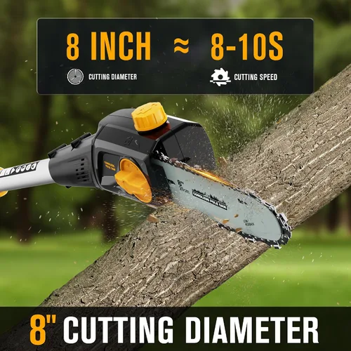 Vista 4 de HEINPRO Sierra de Poste Inalámbrica de 8 Pulgadas Compatible con Batería Dewalt de 20V MAX, Sierras de Poste Eléctricas para Poda de Árboles
