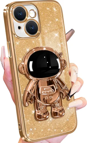 Vista 21 de Buleens Funda para iPhone 11 Pro Max Astronauta, Fundas Transparentes para iPhone 11 ProMax con Papel con Purpurina y Soporte de Astronauta, Mujeres