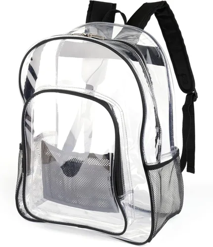 Vista 7 de Mochila transparente resistente transparente de PVC transparente Plstic transparente, Negro