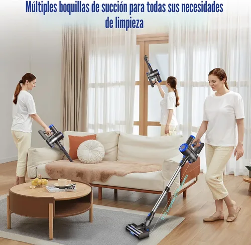 Vista 9 de AIRDIYA - Aspiradora inalámbrica, mejorada, de 40 Kpa, 8 en 1, ligera, con autosoporte, taza de polvo de 1.5 L y antienredos, recargable