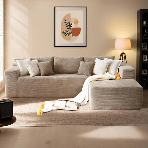 Vista 63 de HOOOWOOO Cloud - Sofás seccionales para sala de estar, sofá modular sin montaje, 110 x 79 pulgadas, de pana afelpada, juego de sofá grande