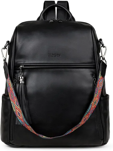 Vista 2 de FADEON Mochila de cuero para mujer, bolso de hombro de diseñador para mujer, bolso de libro de moda de PU convertible de viaje, Fadeon Bolso tipo