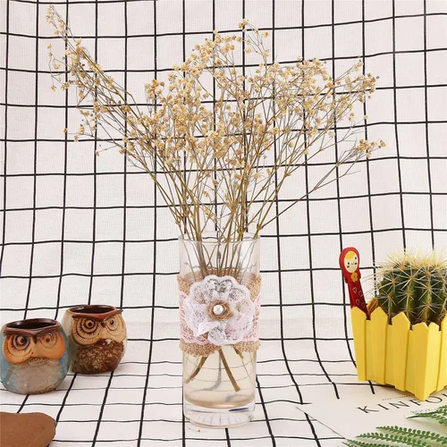 Vista 3 de DECORA 12 rosas de encaje de arpillera hechas a mano con perla para decoración de bodas y manualidades