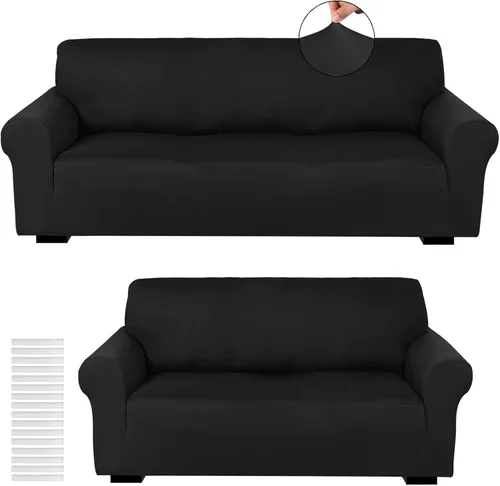 Vista 28 de Peryiter Juego de 2 fundas para sofá de dos plazas Fundas para muebles para sala de estar para sofá, sillón, ajuste elástico, a prueba de arrugas