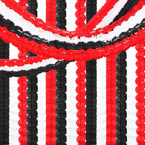 Vista 7 de Guirnalda de serpentinas para decoración de fiesta, color negro, blanco y rojo, pancarta colgante de trébol de cuatro hojas de graduación de 157