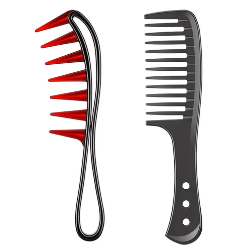Vista 10 de 2 peines de dientes grandes, peine para cepillar rizos de dientes anchos, cepillo de pelo rizado de plástico duradero para mujeres, herramientas