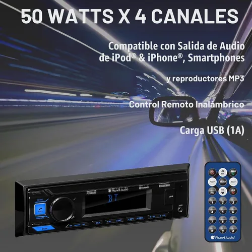 Vista 3 de Planet Audio P350MB solo DIN Bluetooth estéreo del coche, DVD, USB, entrada AUX