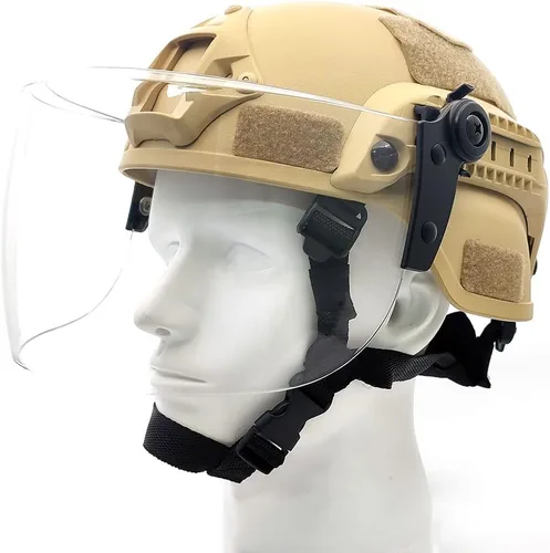 Vista 7 de Casco táctico ACH Airsoft con visera transparente de cara completa, protector protector MICH 2000 modo para paintball al aire libre CS Wargame