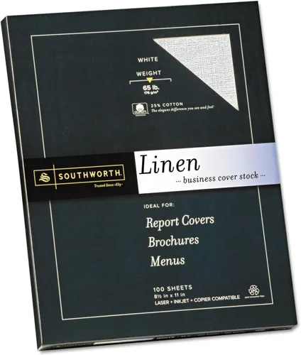 Vista 5 de Southworth Z550CK Papel Cartulina de Negocios 25% Algodón Lino Blanco 65 libras 8-1/2 x 11 100/Caja FSC