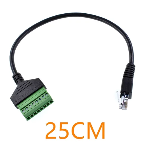 Vista 6 de 1pc compatible RJ45 tornillo terminal adaptador adaptador cable RJ45 8p8c macho Jack a 8 pines tornillo terminal Connecto 9.8 in