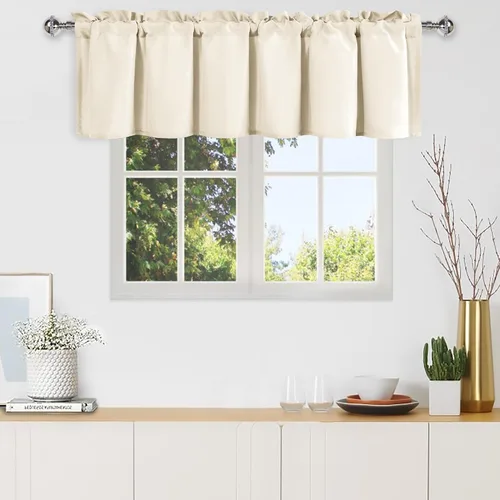 Vista 45 de DWCN Cortinas de Cenefa para Sala de Estar, Cocina, Baño/Sótano - Aqua Sólido, 1 Panel, 42 x 12 Pulgadas, Oscurecimiento de Habitación Solid Short