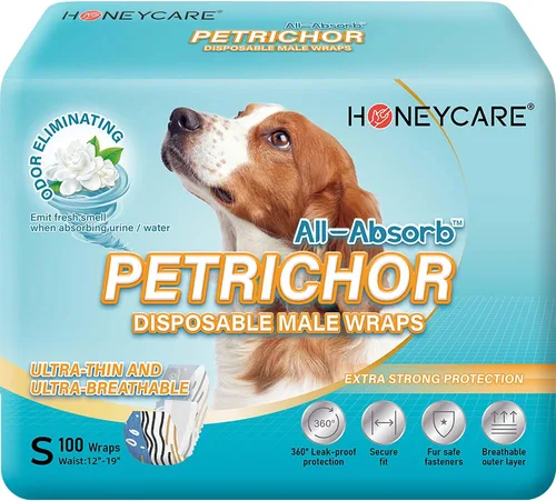 Vista 6 de HONEY CARE All Absorb Petrichor - Pañales desechables para perros machos, con olor fresco, extra pequeño, blanco, 100