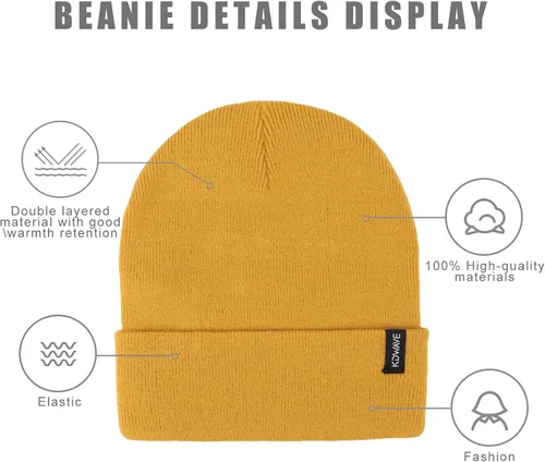 Vista 13 de Gorros de lana para mujeres y hombres, unisex, de punto suave, con puños, diseño de calavera, elástico, color sólido, sombreros de invierno