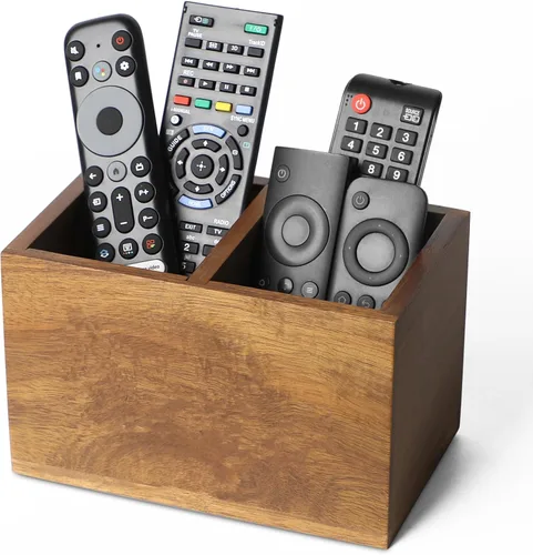 Vista 10 de Soporte para control remoto, soporte de madera para control remoto de TV para mesa, organizador remoto para decoración del hogar, caja remota