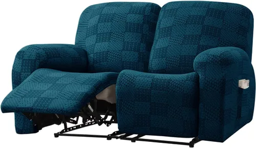 Vista 24 de vctops 10 fundas geométricas para sofá reclinable copetudo, suaves, elásticas y suaves de 4 asientos, funda antideslizante para sofá, protector