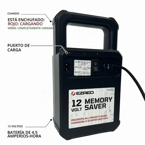 Vista 5 de EZRED MS4000 - Protector de memoria automotriz con cargador integrado, color negro