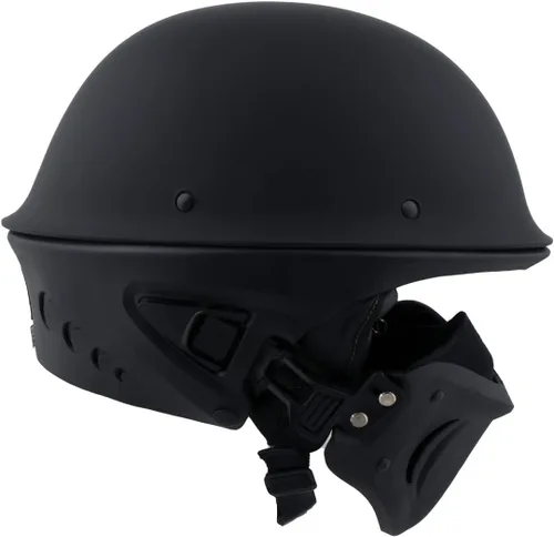 Vista 6 de Milwaukee Helmets MPH9830DOT Rascal 3/4 Open Face Flat Black 2 en 1 Casco de motocicleta Biker