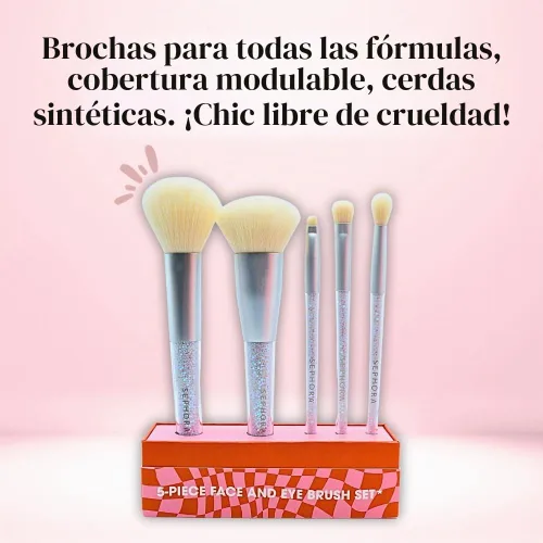 Vista 5 de SEPHORA COLLECTION - Juego de brochas para rostro y ojos (5 piezas)