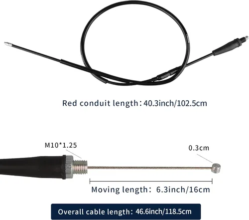 Vista 6 de NIBBI Cable de Acelerador 40.3", Repuesto Universal para Motocicleta 102.5cm Cable de Acelerador Ajustable, Para Dirt Bike Pit Bike YAMAHA Kawasaki