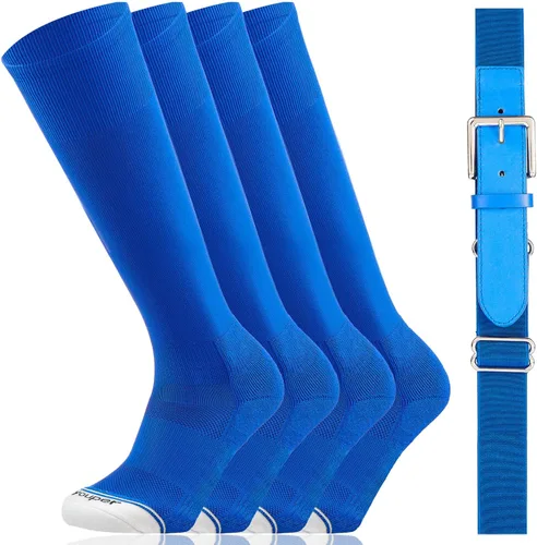 Vista 10 de Youper Combo de calcetines de béisbol y cinturón de élite juvenil (2 pares de calcetines y 1 cinturón)