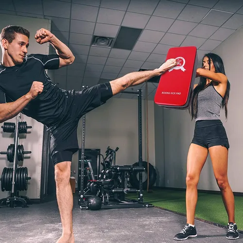 Vista 6 de SEISSO Almohadillas de boxeo para patadas, guantes de boxeo curvos, guantes de boxeo para niños, material de cuero, almohadilla de karate