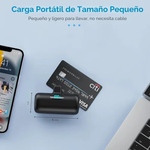 Vista 5 de Cargador portátil pequeño para iPhone 14/13,5000mAh PD cargador de carga rápida, mini batería portátil cargador de teléfono esencial de viaje
