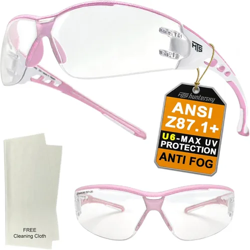 Vista 11 de HTS HUNTERSKY Gafas de seguridad de tiro envolventes U6 transparentes, antiniebla y antiarañazos, ligeras y súper flexibles con ANSI Z87.1