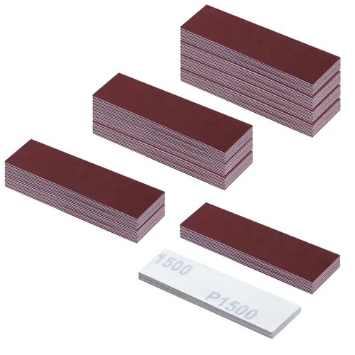 Vista 6 de Kit de 100 piezas de papel de lija de microdetalles de 3.5 x 1.2 pulgadas, tiras de papel de lija de gancho y bucle, grano 80, micro acabado