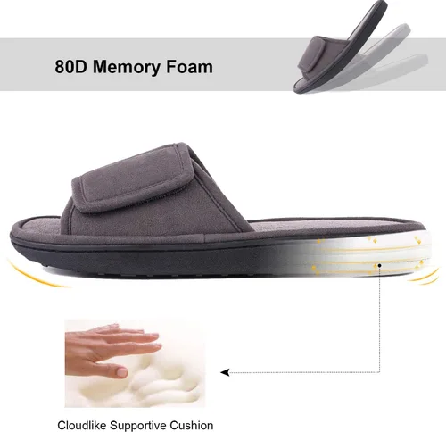 Vista 5 de Cómodas pantuflas de espuma viscoelástica para hombre, transpirables, microgamuza