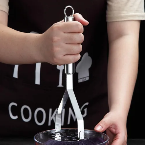 Vista 7 de Berglander - Triturador de patatas de acero inoxidable, resistente metal para papas, triturador de alimentos, triturador de mano, para verduras