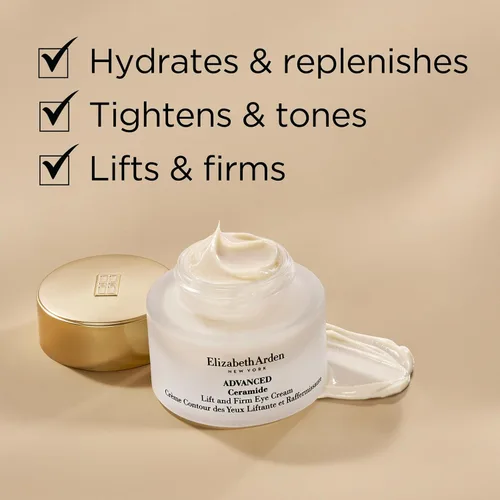 Vista 5 de Elizabeth Arden Advanced Ceramide Lift and Firm Eye Cream, fórmula hidratante para reducir arrugas debajo de los ojos, hinchazón y patas de gallo