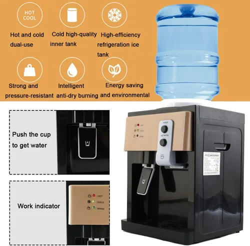 Vista 2 de Dispensador de agua de carga superior Dispensador de enfriador de agua para encimera, dispensador de agua caliente y fría, capacidad para botellas