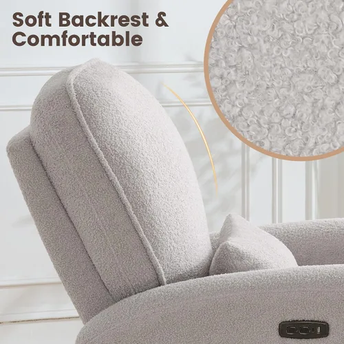 Vista 7 de Sillón reclinable giratorio con reposacabezas ajustable, sillón reclinable Gris